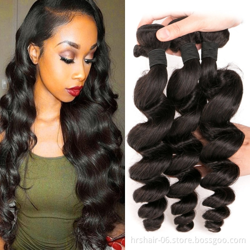 ONLINE SHOPPING FREE SHIPPING 3 Bundles with Lace Closure Loose Wave Unprocessed Virgin Brazilian Mink Hair